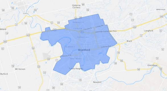 Map of availability - Mobile Repair Service in Brantford