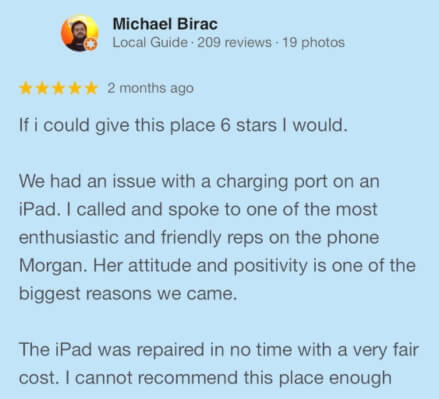 mobilemend Brantford - Google Review Michael